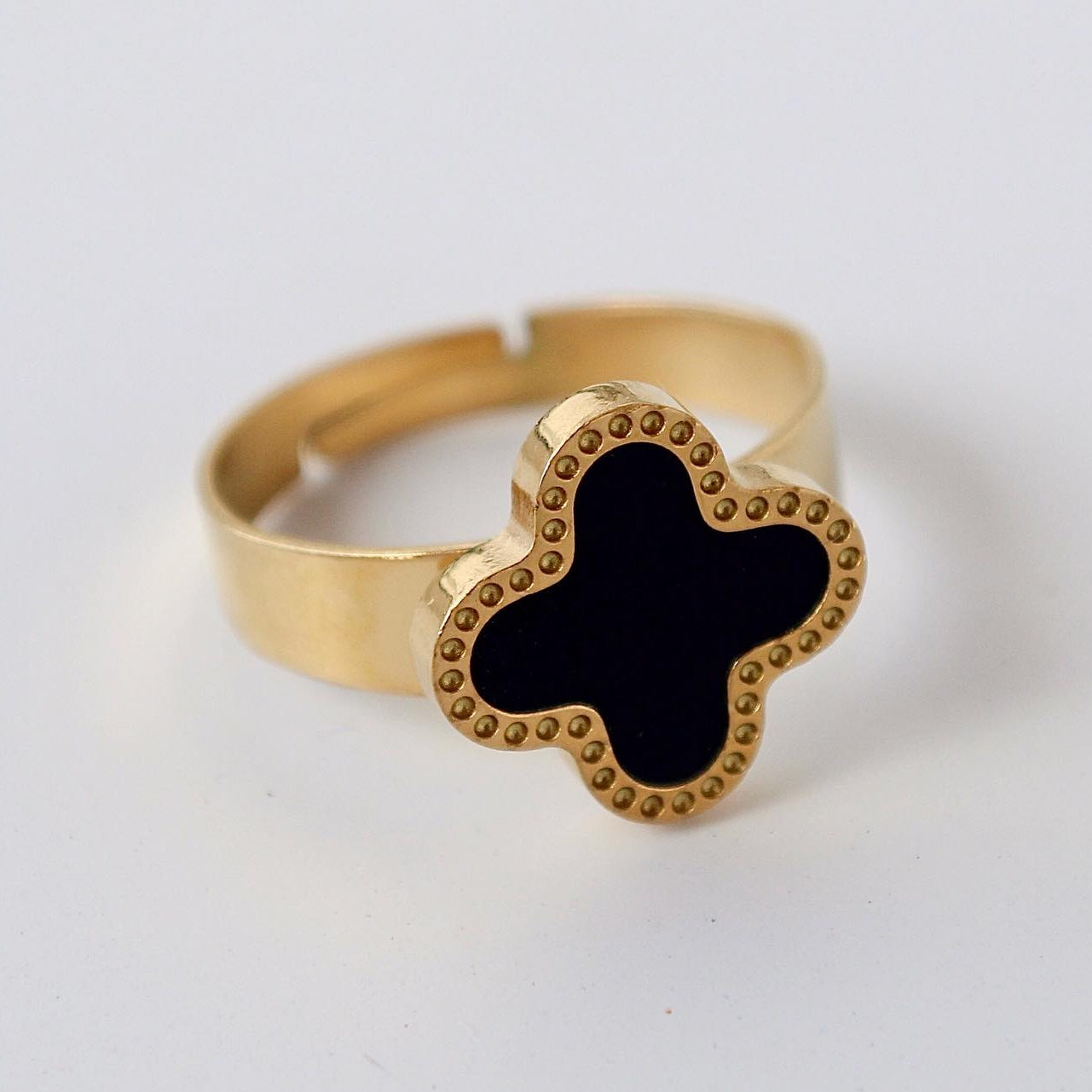 Black Clover Bangle With Adjustable Ring