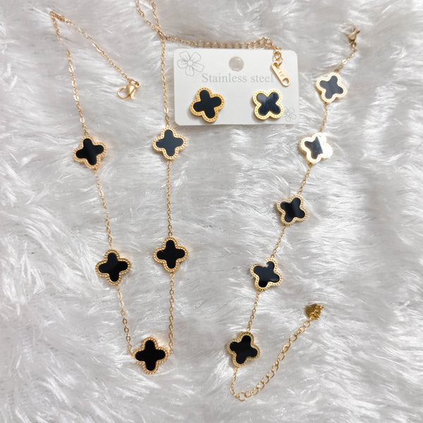 CLOVER SET WITH DOUBLE SIDED NECLACE