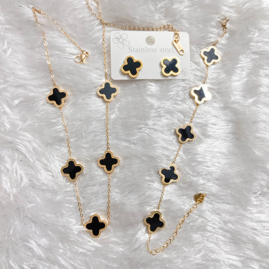 CLOVER SET WITH DOUBLE SIDED NECLACE