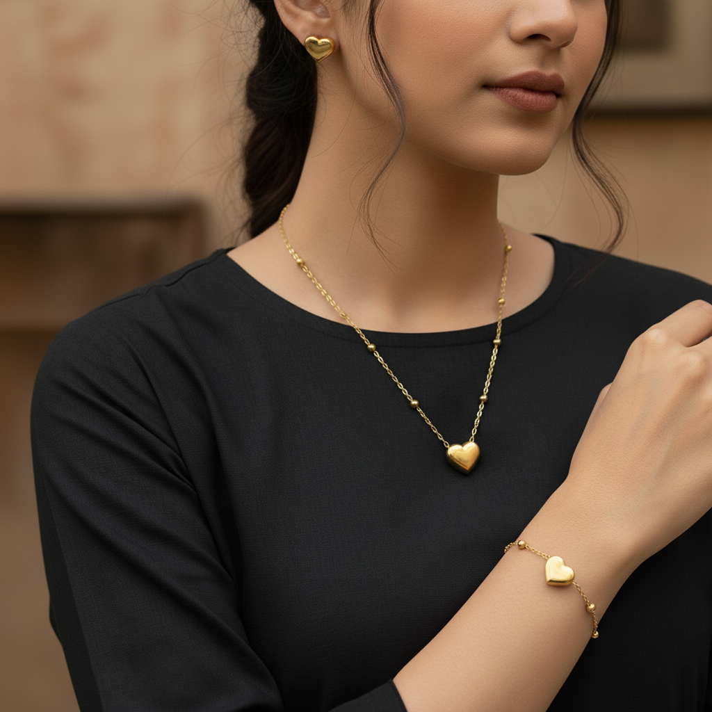 Premium Quality Minimal Heart Set- Stainless Steel