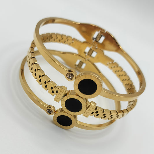 SET OF 3 BANGLES NUMERAL AND BALCK GUTTA